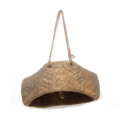 Dzwonek pasterski drewniany Vintage na sznurze XL